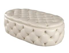 Modern Oval Tufted Leather Ottoman Table - 3265464