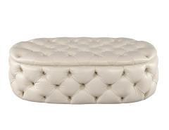 Modern Oval Tufted Leather Ottoman Table - 3265467