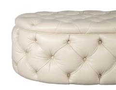 Modern Oval Tufted Leather Ottoman Table - 3265469