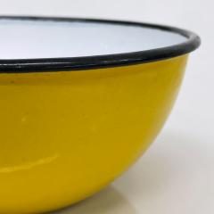Modern POLAND Huta Silesia Enamelware Bowl in Yellow White Black 1970s - 2301959