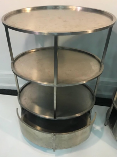 Modern Pair of Polished Steel Triple Tier Stands - 847060