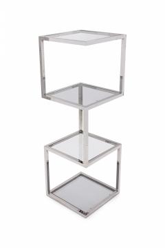 Modern Polished Chrome Plated Steel and Smoked Glass Etagere Display Shelf - 2787341
