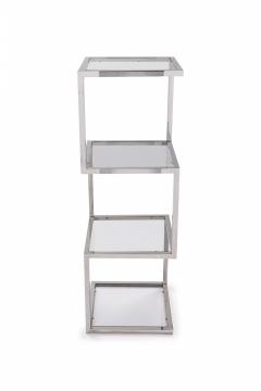 Modern Polished Chrome Plated Steel and Smoked Glass Etagere Display Shelf - 2787342