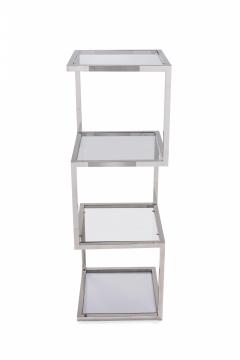 Modern Polished Chrome Plated Steel and Smoked Glass Etagere Display Shelf - 2787343