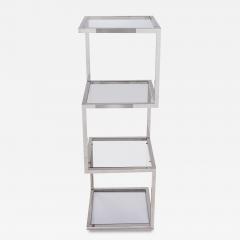 Modern Polished Chrome Plated Steel and Smoked Glass Etagere Display Shelf - 2789133