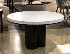 Modern Round Cerused Oak 2 Tone Dining Table with Geometric Metal Pedestal - 2836401