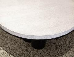 Modern Round Cerused Oak 2 Tone Dining Table with Geometric Metal Pedestal - 2836403