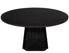 Modern Round Dining Table with Black Cane Pedestal - 1738636