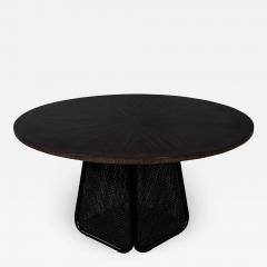 Modern Round Dining Table with Black Cane Pedestal - 1740928