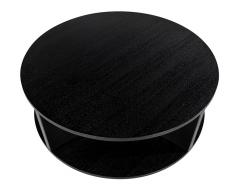 Modern Round Ebonized Oak Coffee Table - 3885340