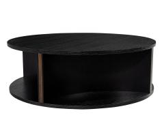 Modern Round Ebonized Oak Coffee Table - 3885346