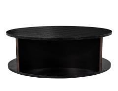 Modern Round Ebonized Oak Coffee Table - 3885347