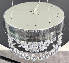 Modern Round Galaxy Chrome and Hanging Crystal Chandelier or Flush Mount Fixture - 3725675