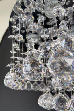 Modern Round Galaxy Chrome and Hanging Crystal Chandelier or Flush Mount Fixture - 3725678