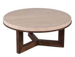 Modern Round Oak and Walnut Coffee Table - 2653661