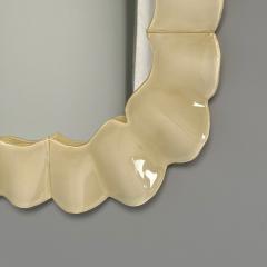 Modern Ruffle Wall Mirrors White Murano Glass Brass Italy 21st c  - 4403897