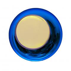 Modern Sculptural Concave Yellow and Blue Handmade Glass French Mirror - 1742010