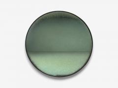 Modern Space Age Wall Mirror Green Convex Glass Painted Wood 21st c  - 4734787