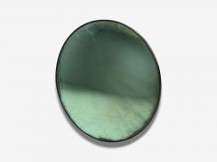 Modern Space Age Wall Mirror Green Convex Glass Painted Wood 21st c  - 4734788