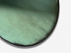 Modern Space Age Wall Mirror Green Convex Glass Painted Wood 21st c  - 4734790