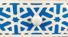 Modern Style Moroccan White Blue Resin Arabesque Design Cabinet Sideboard - 2864970
