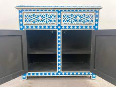 Modern Style Moroccan White Blue Resin Arabesque Design Cabinet Sideboard - 2864971