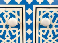 Modern Style Moroccan White Blue Resin Arabesque Design Cabinet Sideboard - 2864977