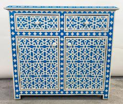 Modern Style Moroccan White Blue Resin Arabesque Design Cabinet Sideboard - 2864980