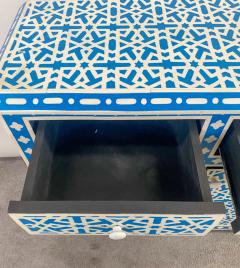 Modern Style Moroccan White Blue Resin Arabesque Design Cabinet Sideboard - 2865012