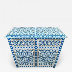 Modern Style Moroccan White Blue Resin Arabesque Design Cabinet Sideboard - 2870280