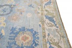 Modern Sultanabad Blue Handmade Floral Pattern Wool Rug - 2802413