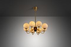 Modern Swedish Brass and Glass Globe Chandelier Sweden 1940s - 4105333