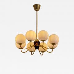 Modern Swedish Brass and Glass Globe Chandelier Sweden 1940s - 4109943