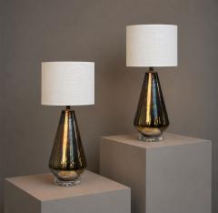 Modern Table Lamps Distressed Bronze Glass Finish Lucite USA 21st c  - 4704512