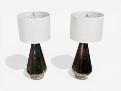 Modern Table Lamps Distressed Bronze Glass Finish Lucite USA 21st c  - 4704514