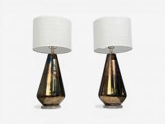 Modern Table Lamps Distressed Bronze Glass Finish Lucite USA 21st c  - 4704515
