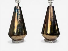 Modern Table Lamps Distressed Bronze Glass Finish Lucite USA 21st c  - 4704517