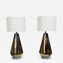 Modern Table Lamps Distressed Bronze Glass Finish Lucite USA 21st c  - 4705570