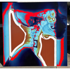 Modern Techno Skeleton Art of a Skull on Aluminum - 3499710