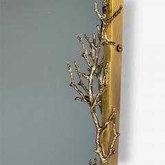 Modern Trapezoidal Bronze Wall Mirrors Branch and Leaf Motif France 21st C  - 3975087