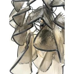 Modern Venetian Rondini Chandelier Smoked Fum Murano Glass Cascade - 4492957