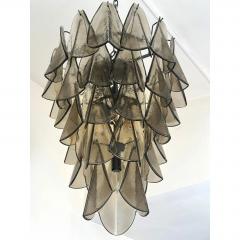 Modern Venetian Rondini Chandelier Smoked Fum Murano Glass Cascade - 4567482