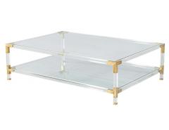 Modern Vintage 2 Tier Acrylic and Brass Cocktail Table - 3788413