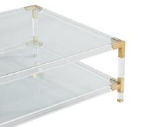 Modern Vintage 2 Tier Acrylic and Brass Cocktail Table - 3788415