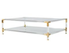 Modern Vintage 2 Tier Acrylic and Brass Cocktail Table - 3788418