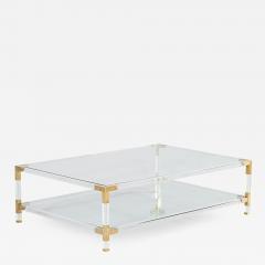 Modern Vintage 2 Tier Acrylic and Brass Cocktail Table - 3790486