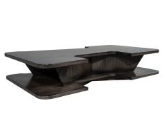 Modern Walnut Sculptural Coffee Table with Ottomans - 4489449