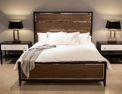 Modern Walnut Stainless Steel King Size Bed - 2817563