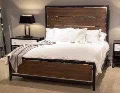 Modern Walnut Stainless Steel King Size Bed - 2817564