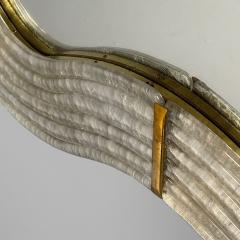 Modern Wavy Wall Mirror Murano Glass Silver Leaf Brass Italy 21st C  - 4403079